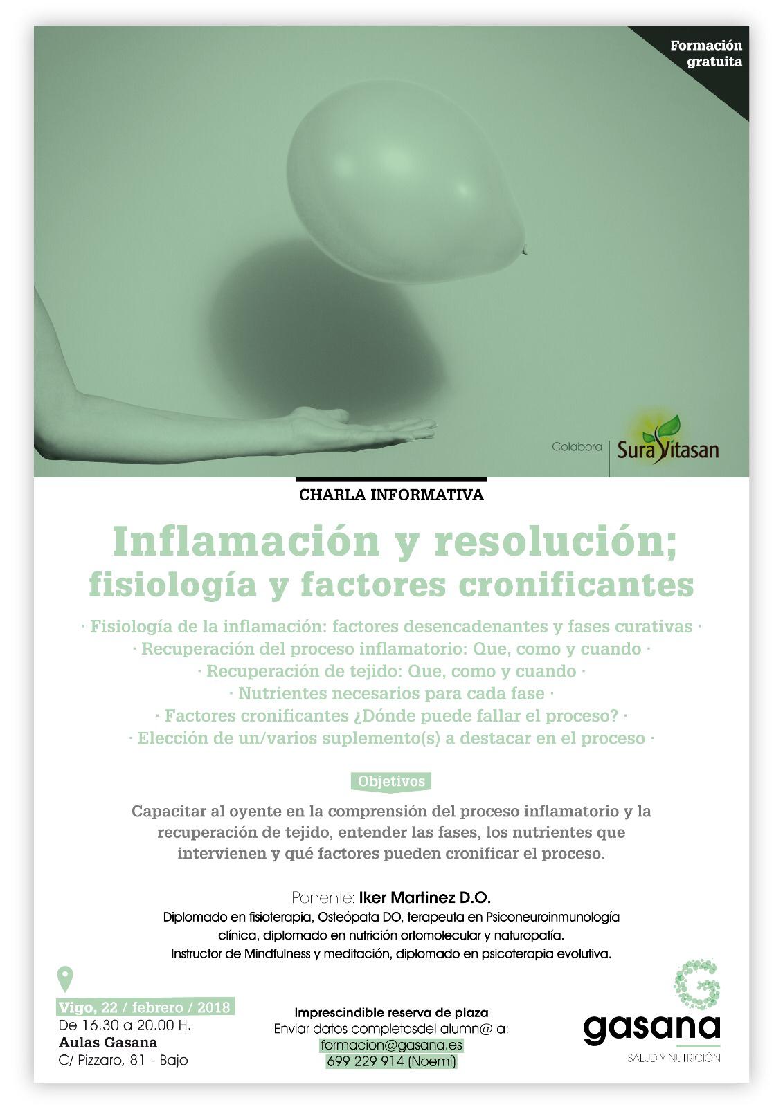 Cartel Charla Iker inflamación Gasana febrero 2018