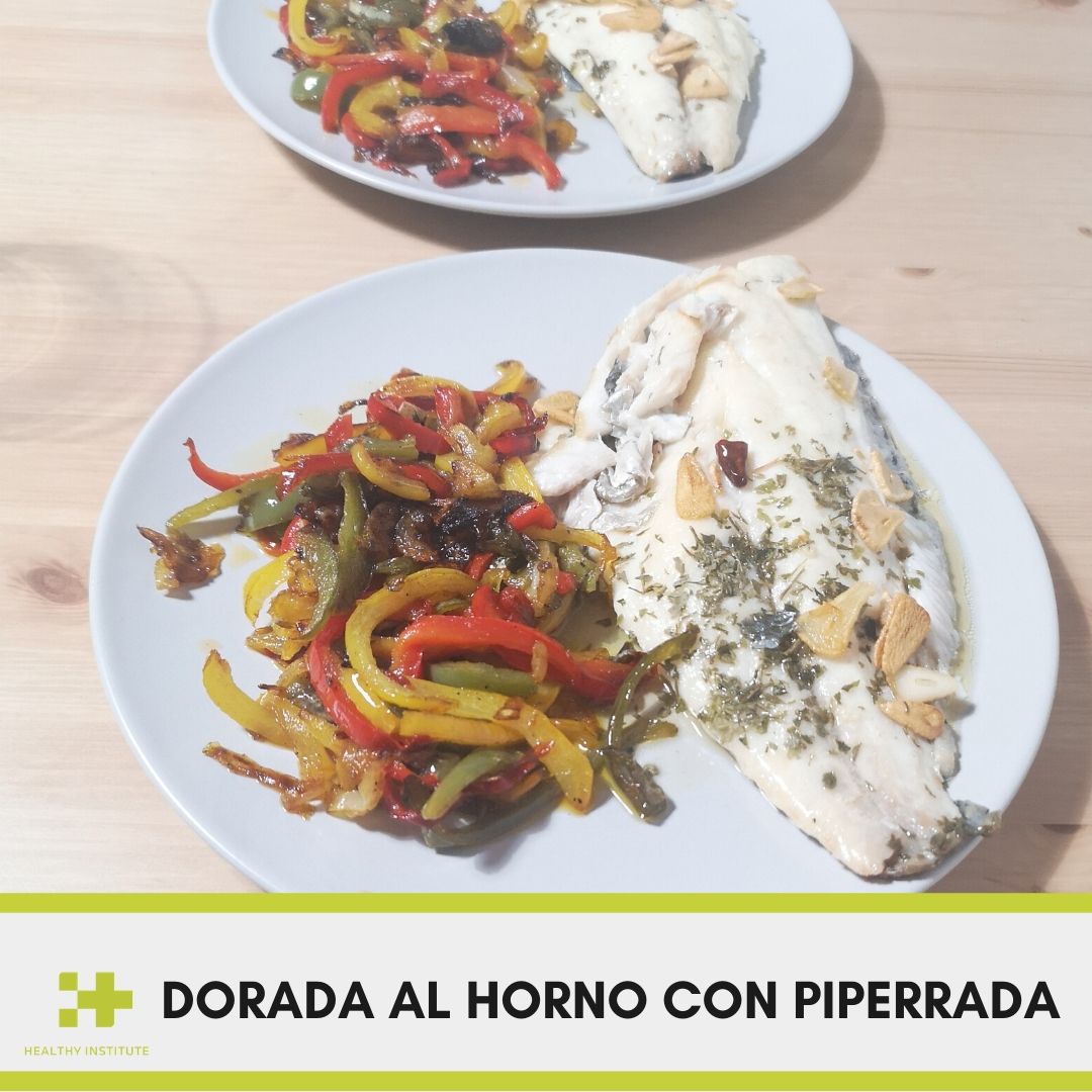 receta saludable de dorada al horno con piperrada